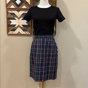 Vintage Ralph Lauren Plaid Gold Button Skirt size 10